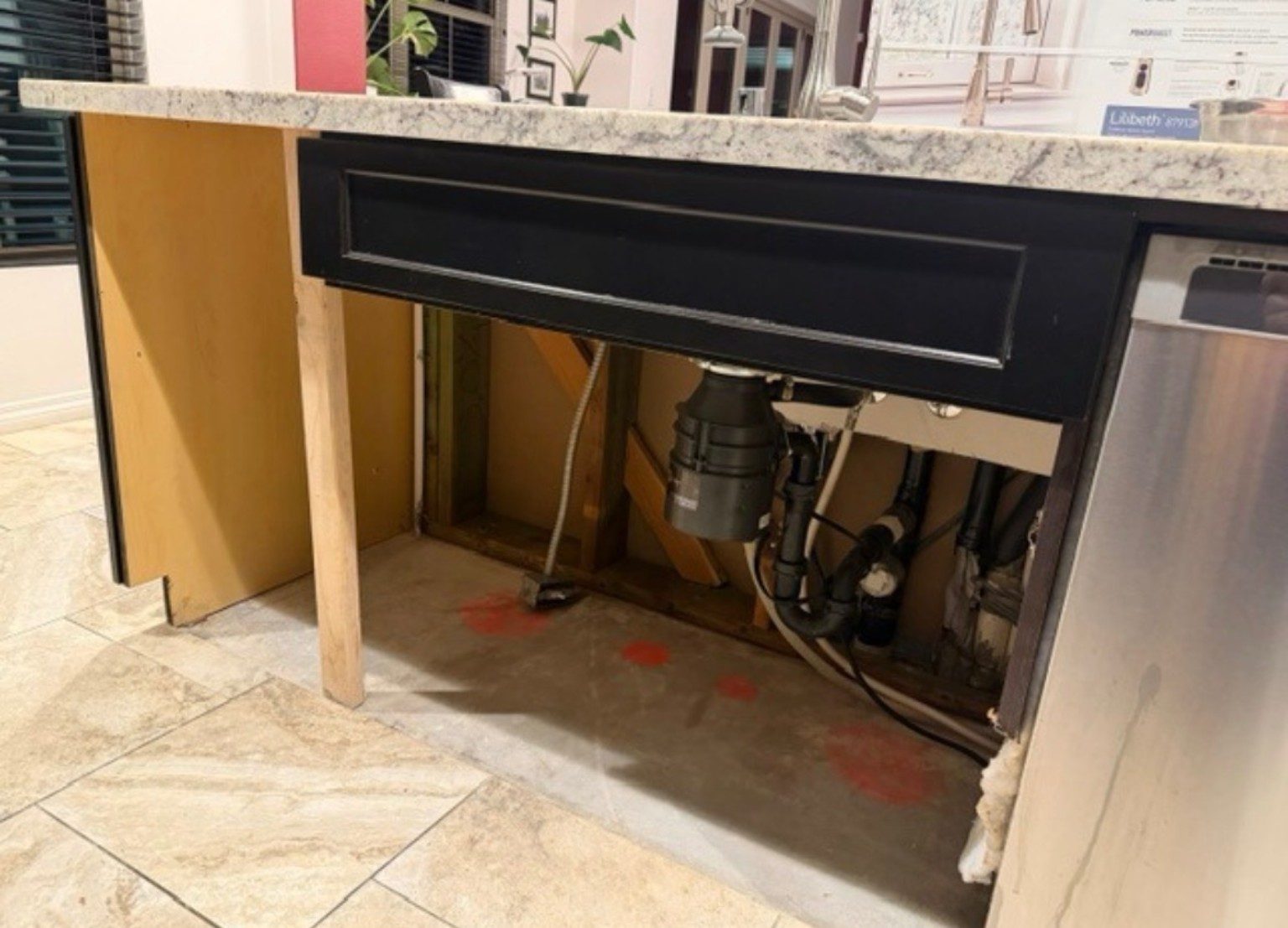 Kitchen sink drywall repair before